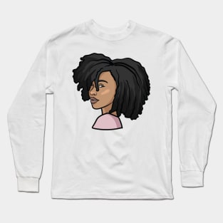 Black Woman Natural Hair Profile Long Sleeve T-Shirt